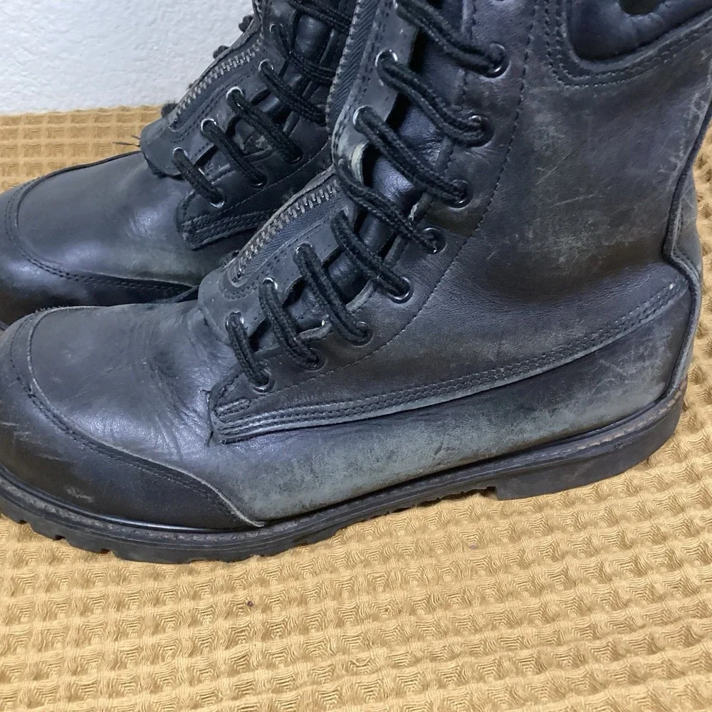Black Fire Station Dual Lace Zipper Vibram Mens 12 Boots Firefighter EMS Combat